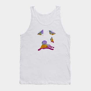 Bernese Mountain Dog Art With Butterlies Tank Top